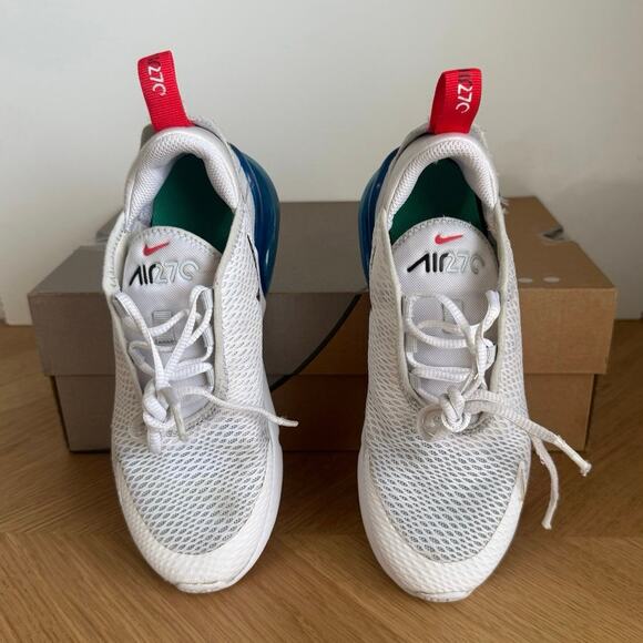 Nike Air Max 270 White/Blue Preschool Kids Sneakers - SZ 2.5 Y - Picture 10 of 12